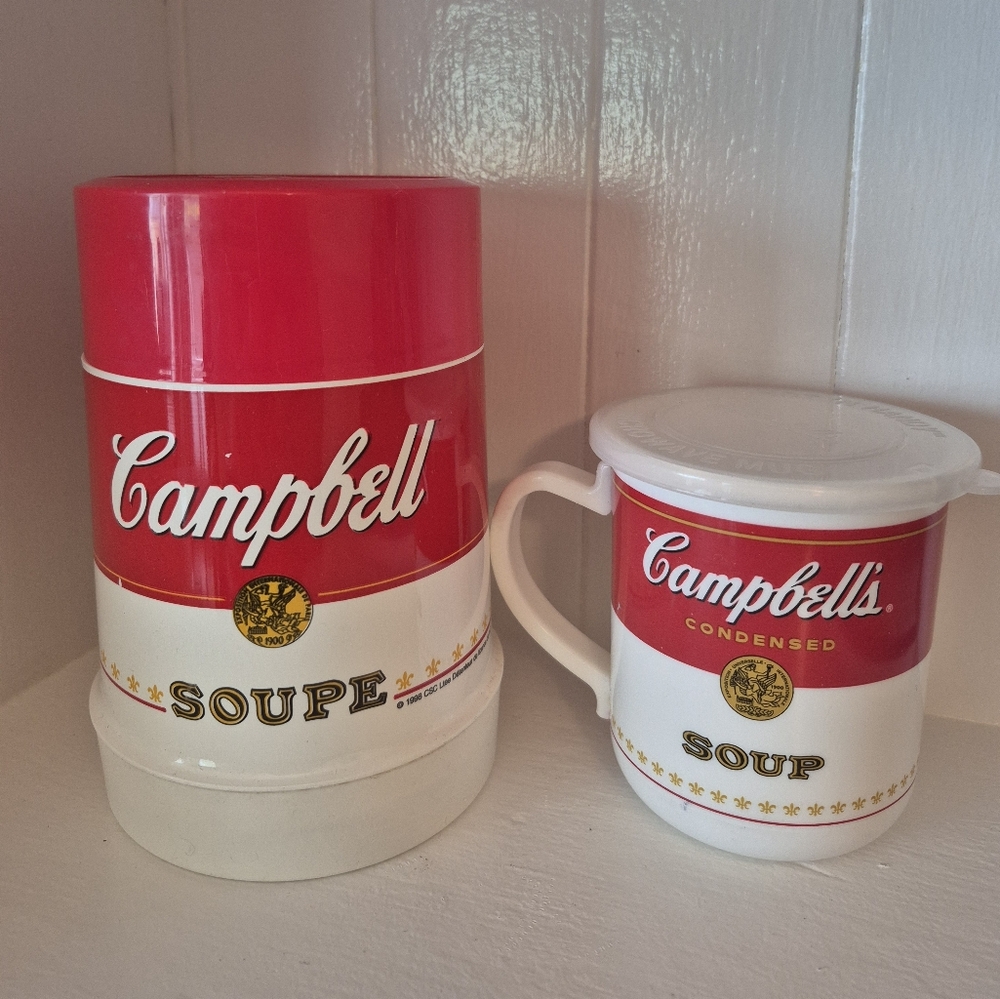 Vintage Campbell's Soup Travel Mug with Cover And Small Themos